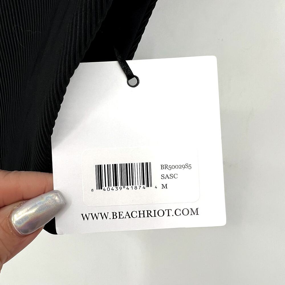BEACH RIOT Heidi Colorblock High Waist Bikini Bottoms Medium Black Orange NWT - Picture 11 of 14